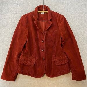 Vintage J. Crew Medium Rust Red Corduroy Blazer Jacket Cotton Y2K Prep Academia
